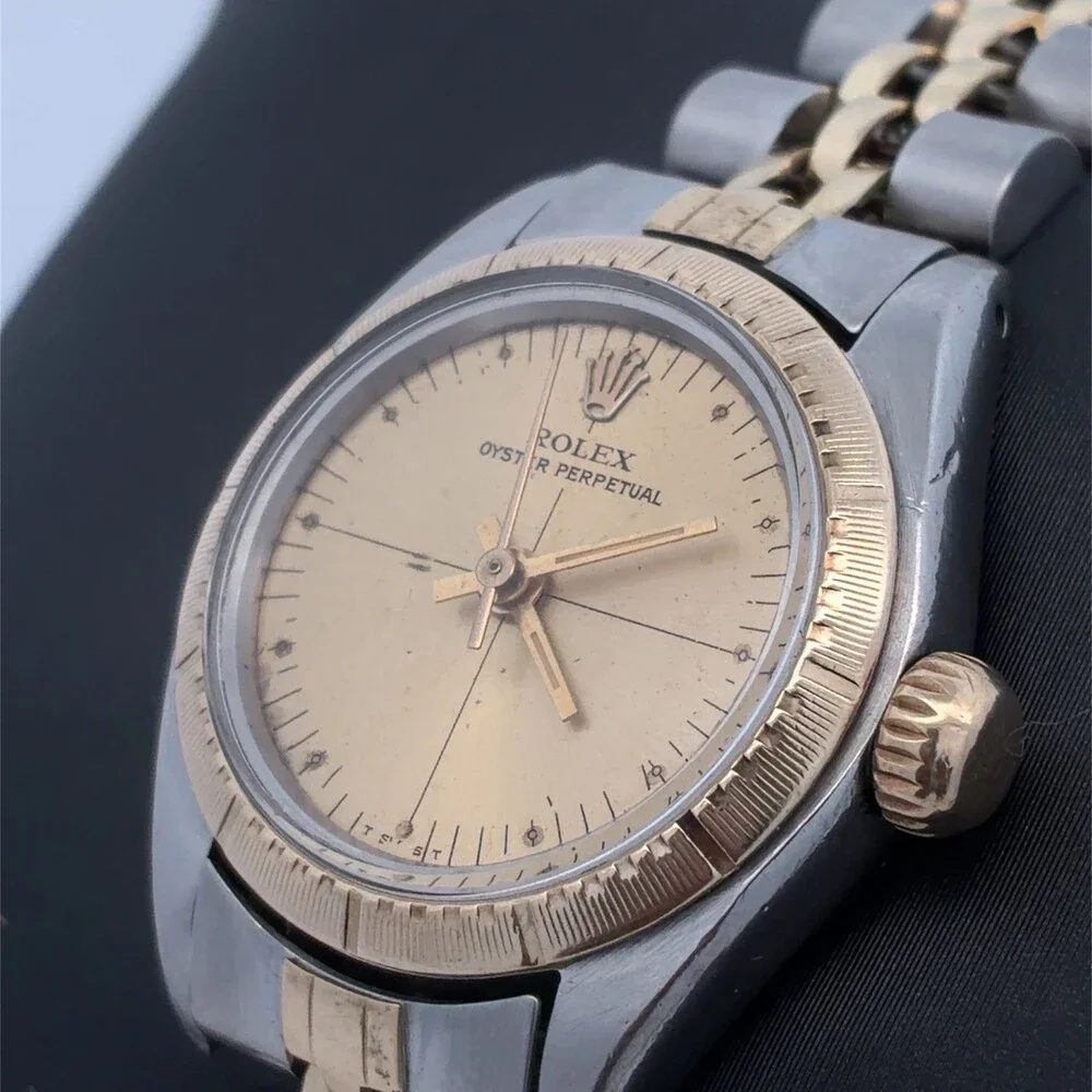 Vintage Rolex Oyster Perpetual 6724 Zephyr Dial Two Tone Ladies Watch